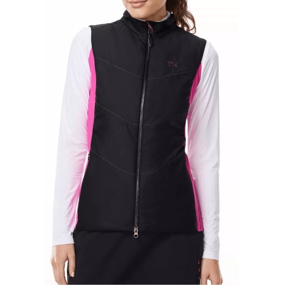 NWT PXG Womens Noble Zip Vest Black Pink Size L - Picture 1 of 10